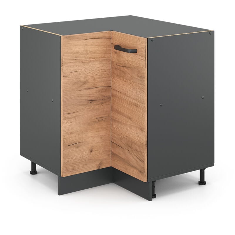 Vicco - Meuble d'angle R-Line, Chêne de force doré, 75.6 cm sans plan de travail