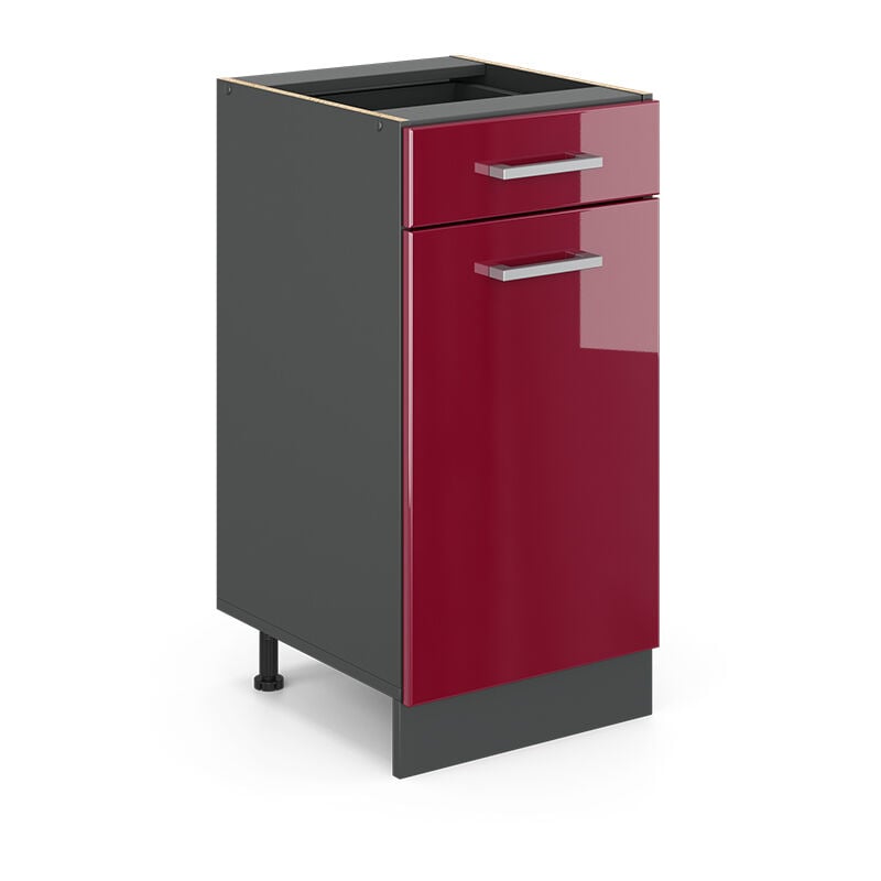 Meuble cuisine R-Line, Rouge bordeaux Haute brillance, 40 cm sans plan de travail Vicco