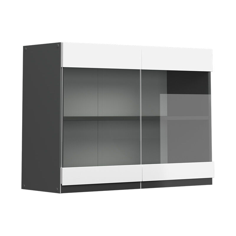 Vicco - Meuble de cuisine haut vitré R-Line, Blanc, 80 cm J-Shape