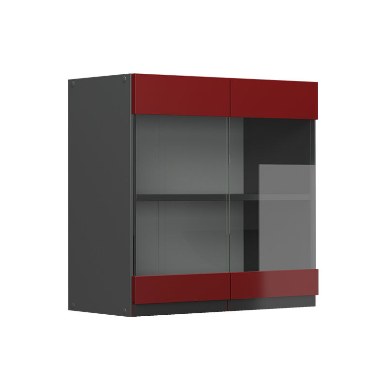 Meuble de cuisine haut vitré R-Line, Rouge, 60 cm J-Shape Vicco