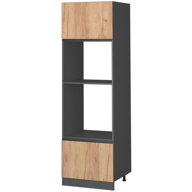 Armoire micro-ondes R-Line, Chêne de force doré, 60 cm J-Shape Vicco