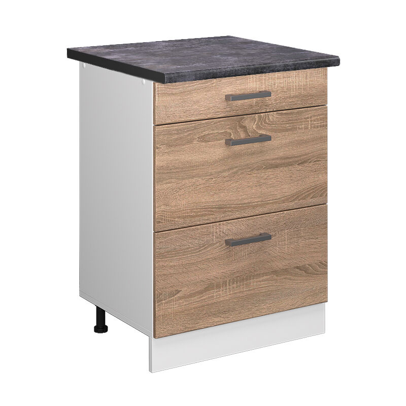 Vicco - Küchenunterschrank R-line, Sonoma, 60 Cm Mit Schubladen, Ap Anthrazit