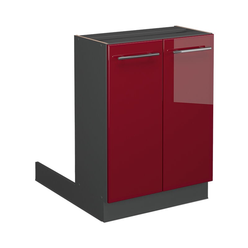 Lot de cuisine Fame-Line, Rouge bordeaux Haute brillance, 60 cm sans plan de travail Vicco