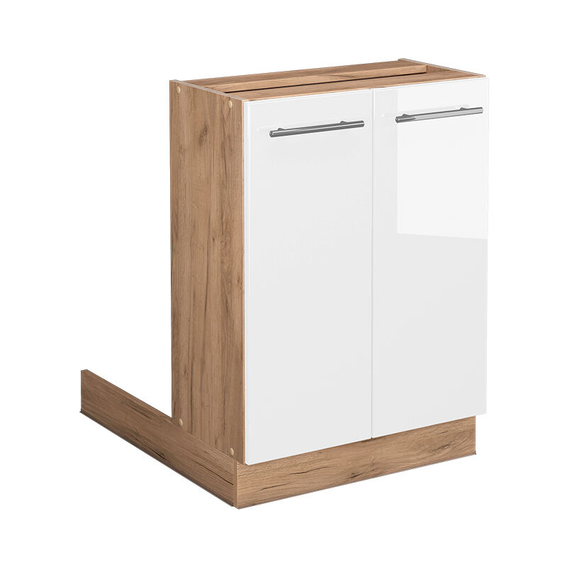 Lot de cuisine Fame-Line, Blanc Haute brillance, 60 cm sans plan de travail Vicco