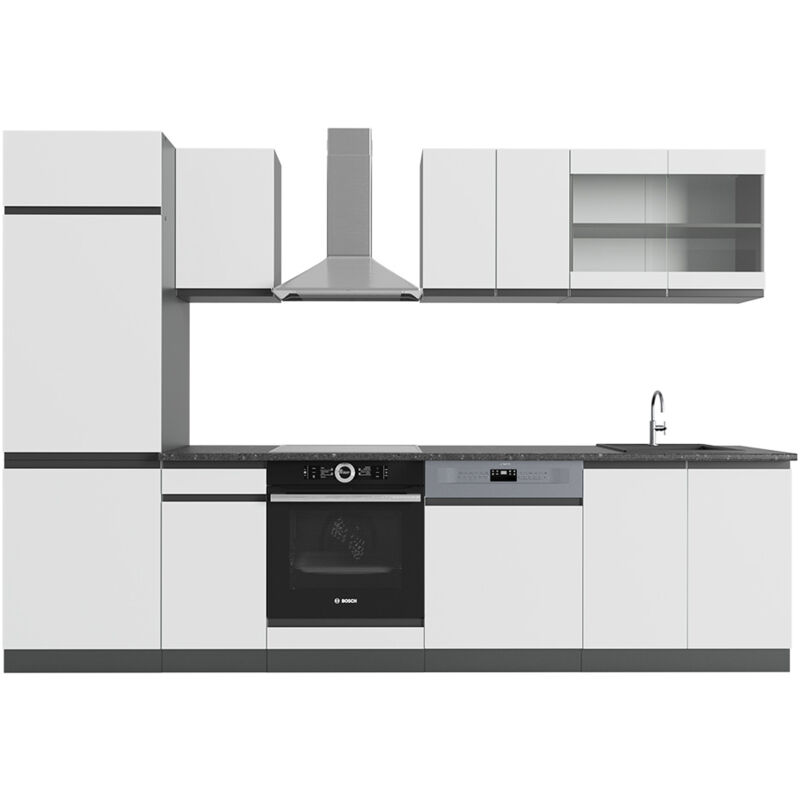 Vicco - Küchenzeile R-line, Weiß/anthrazit, 300 Cm , Ap Anthrazit