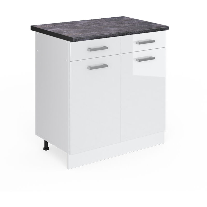 Vicco - Schubladenunterschrank R-line, Weiß Hochglanz, 80 Cm , Ap Anthrazit