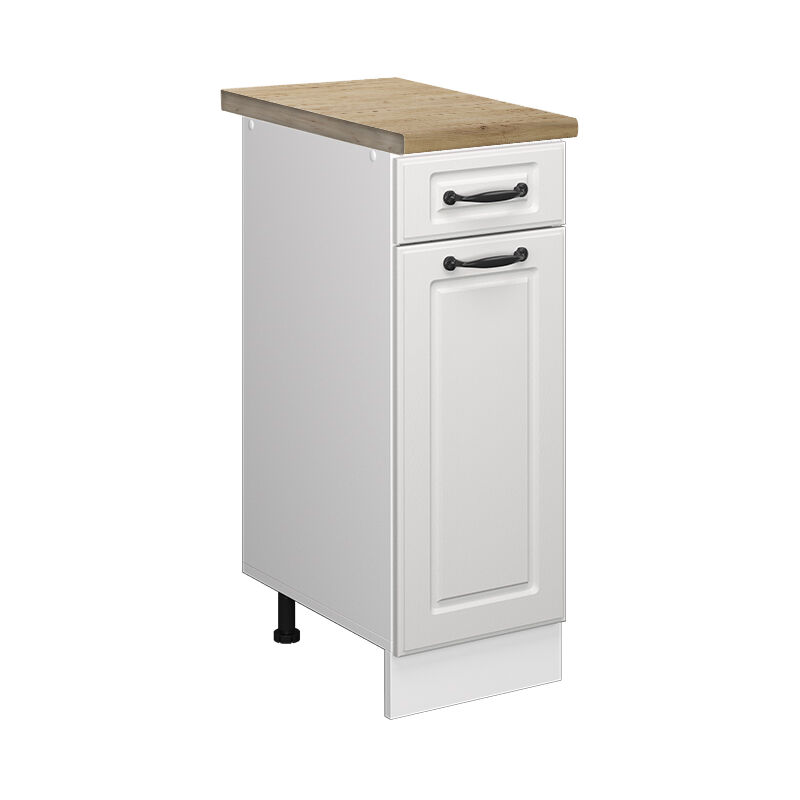 Vicco - Schubladenunterschrank R-line, Weiß Landhaus, 30 Cm , Ap Eiche