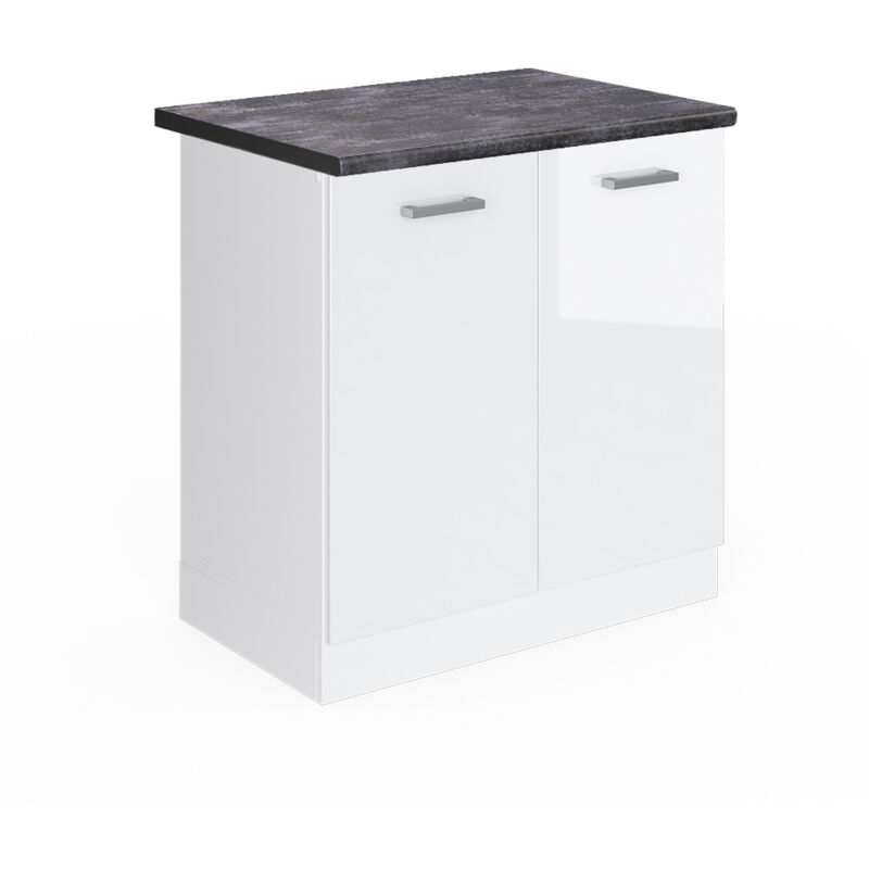 Vicco - Spülenunterschrank R-line, Weiß Hochglanz, 80 Cm , Ap Anthrazit