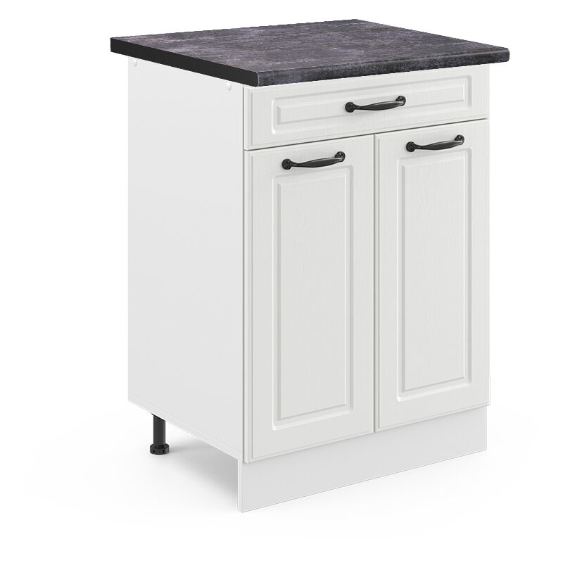 Vicco - Küchenunterschrank R-line, Weiß Landhaus, 60 Cm Mit Schublade, Ap Anthrazit