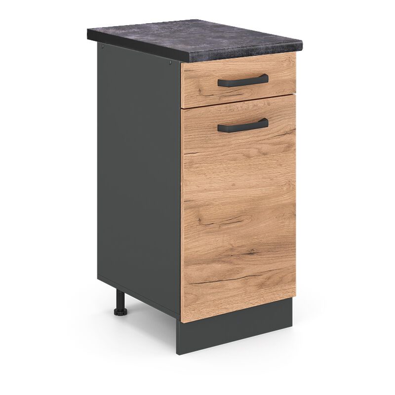Küchenunterschrank R-line, Goldkraft Eiche, 40 Cm , Ap Anthrazit, Vicco