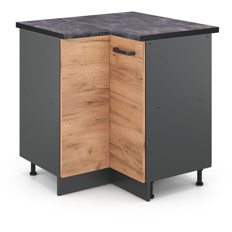 Vicco - Eckunterschrank R-line, Goldkraft Eiche, 75.6 Cm, Ap Anthrazit