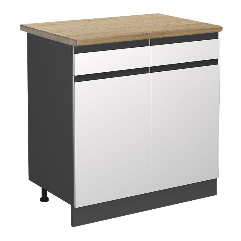 Vicco - Küchenunterschrank R-line, Weiß, 80 Cm , Ap Eiche