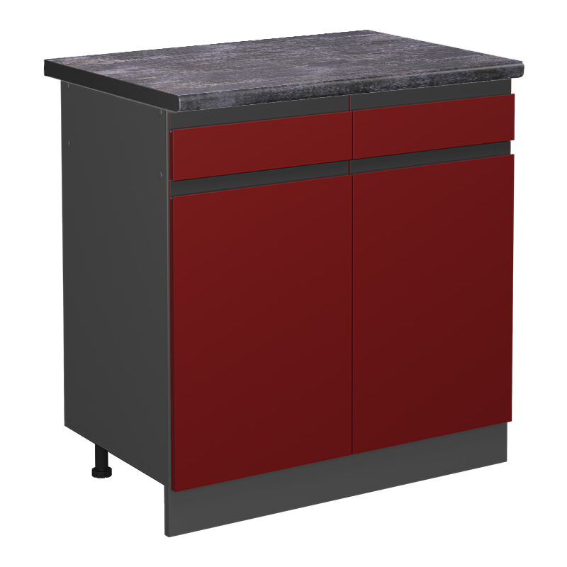 Vicco - Küchenunterschrank R-line, Rot, 80 Cm , Ap Anthrazit