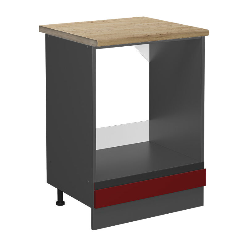 Herdumbauschrank R-line, Rot, 60 Cm , Ap Eiche Vicco