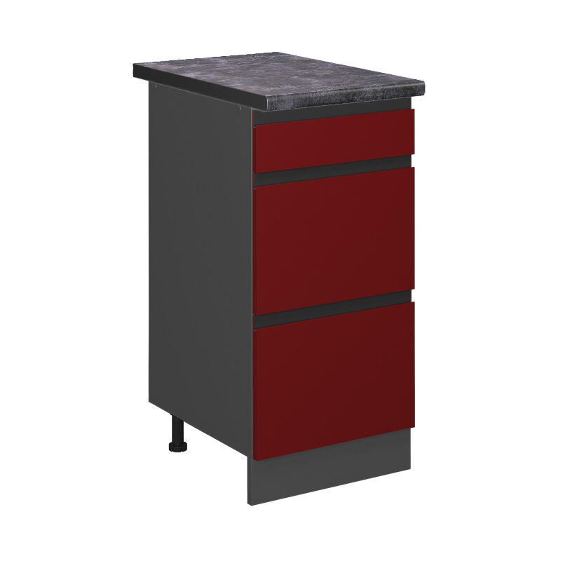 Vicco - Schubladenunterschrank R-line, Rot, 40 Cm Mit Schubladen, Ap Anthrazit