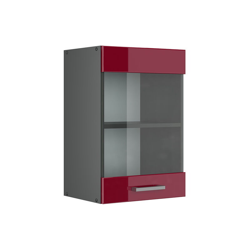 Vicco - Küchenglasschrank R-line, Bordeaux Hochglanz, 40 Cm