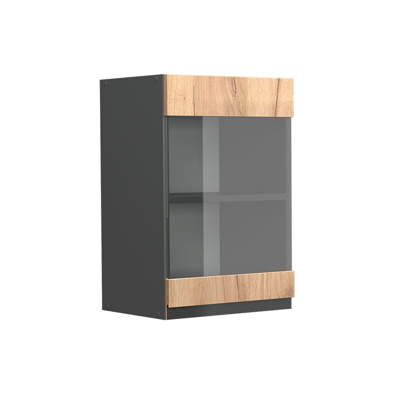 Vicco - Küchenglasschrank R-line, Goldkraft Eiche, 40 Cm J-shape