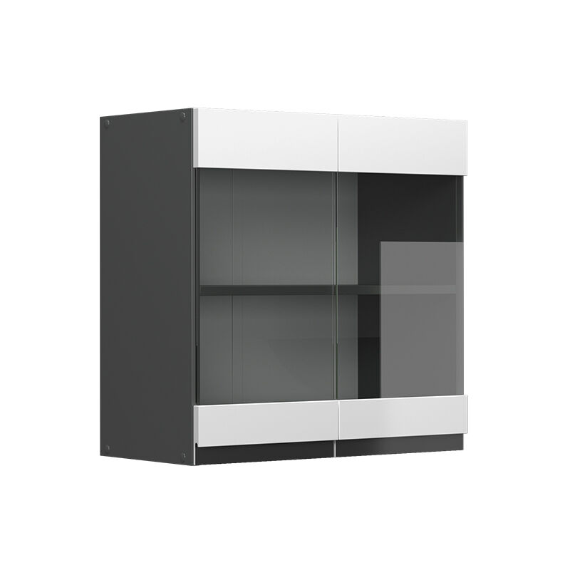 Küchenglasschrank R-line, Weiß, 60 Cm J-shape, Vicco