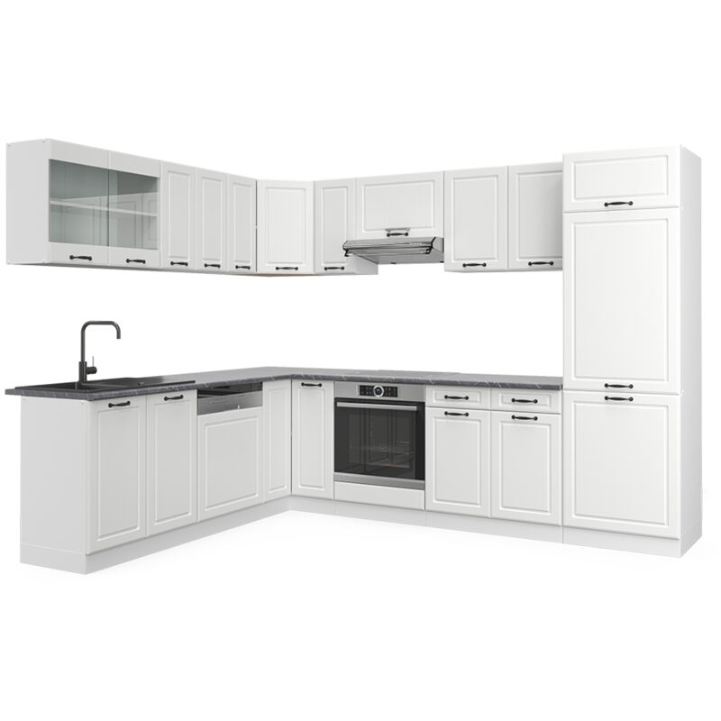 Vicco - Eckküche R-line, Weiß Landhaus/weiß, 227 X 287 Cm , Ap Anthrazit