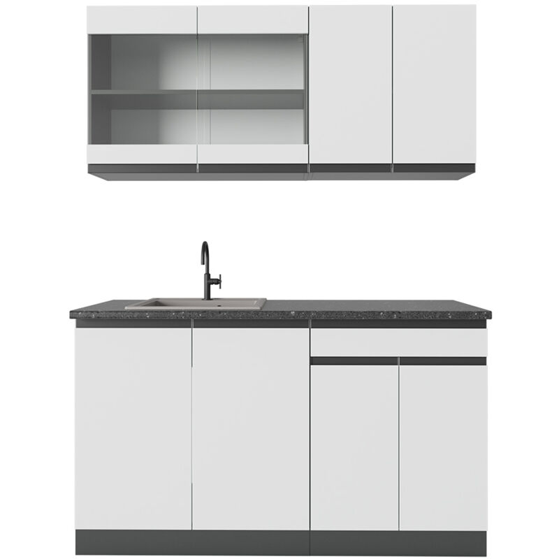 Vicco - Singleküche R-line, Weiß/anthrazit, 140 Cm , Ap Anthrazit