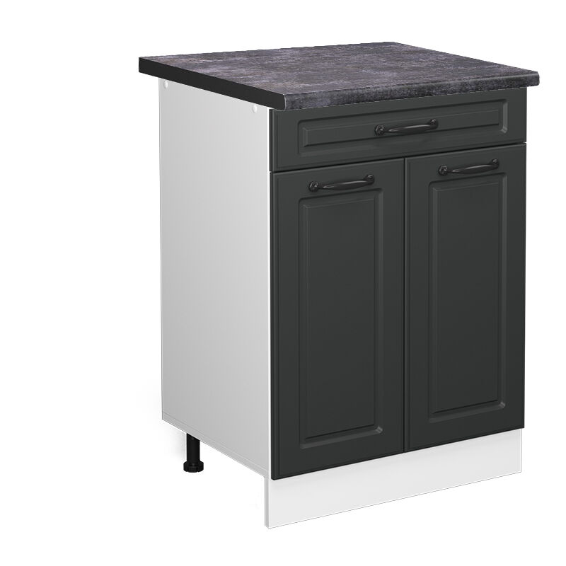 Küchenunterschrank R-line, Anthrazit Landhaus, 60 Cm Mit Schublade, Ap Anthrazit Vicco