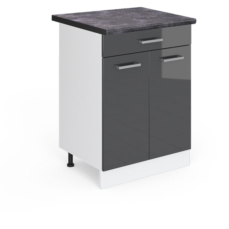 Vicco - Schubladenunterschrank R-line, Anthrazit Hochglanz, 60 Cm Mit Schublade, Ap Anthrazit