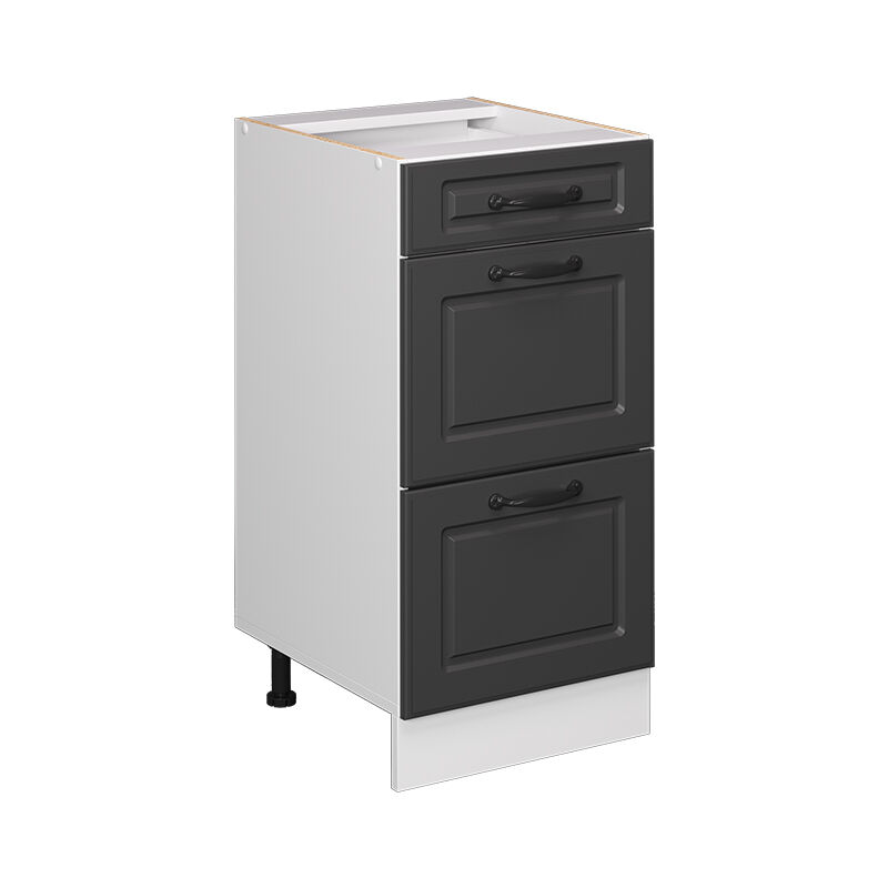Küchenunterschrank R-line, Anthrazit Landhaus, 40 Cm Mit Schubladen, Ohne Arbeitsplatte Vicco