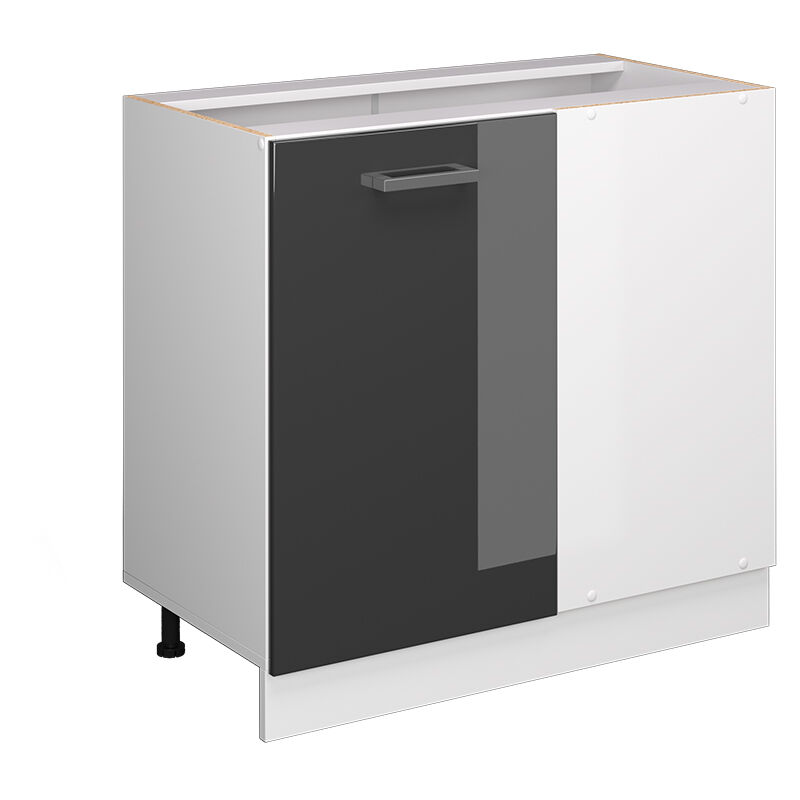 Eckunterschrank R-line, Anthrazit Hochglanz, 86 Cm Ohne Arbeitsplatte Vicco
