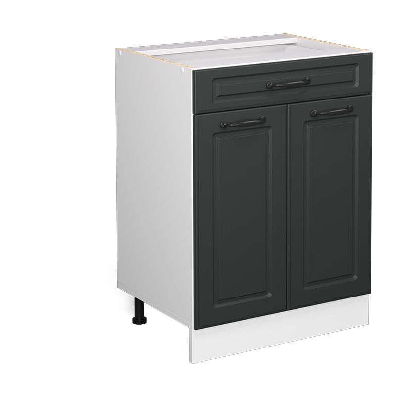 Küchenunterschrank R-line, Anthrazit Landhaus, 60 Cm Mit Schublade, Ohne Arbeitsplatte Vicco
