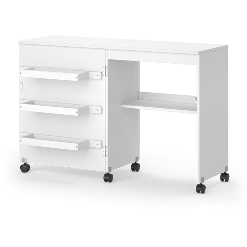 La table de couture Carmen, Blanc, 118 x 79.3 cm avec 3 étagères, Vicco