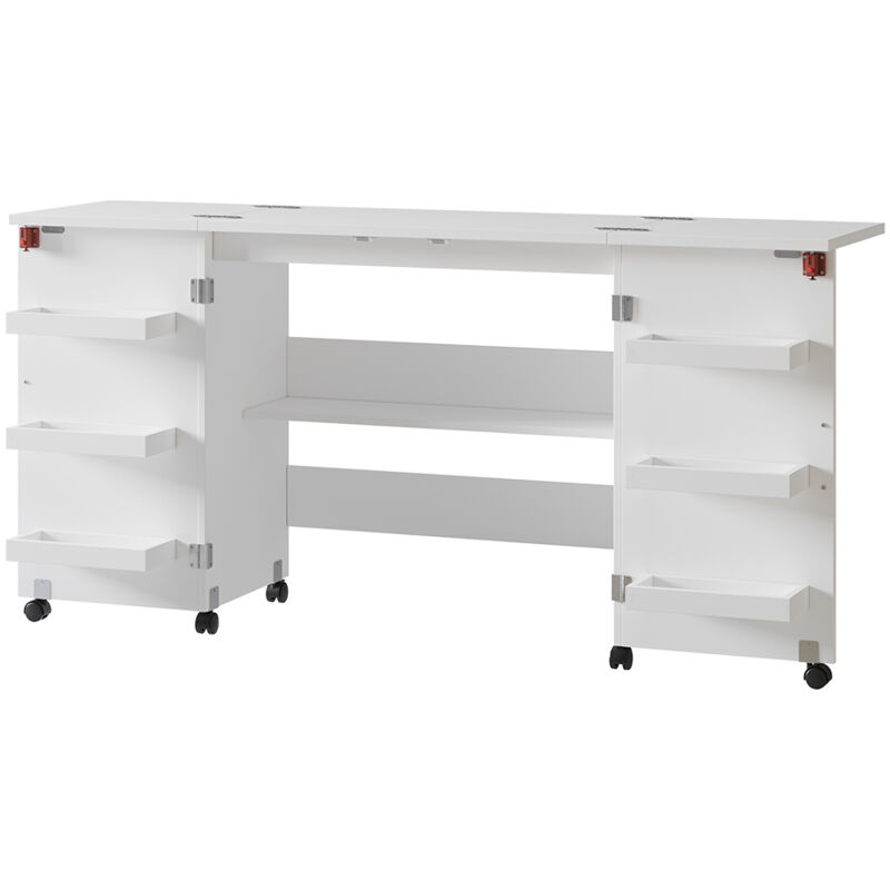table de couture Carmen, Blanc, 160x80.2cm avec 6 étagères, Vicco