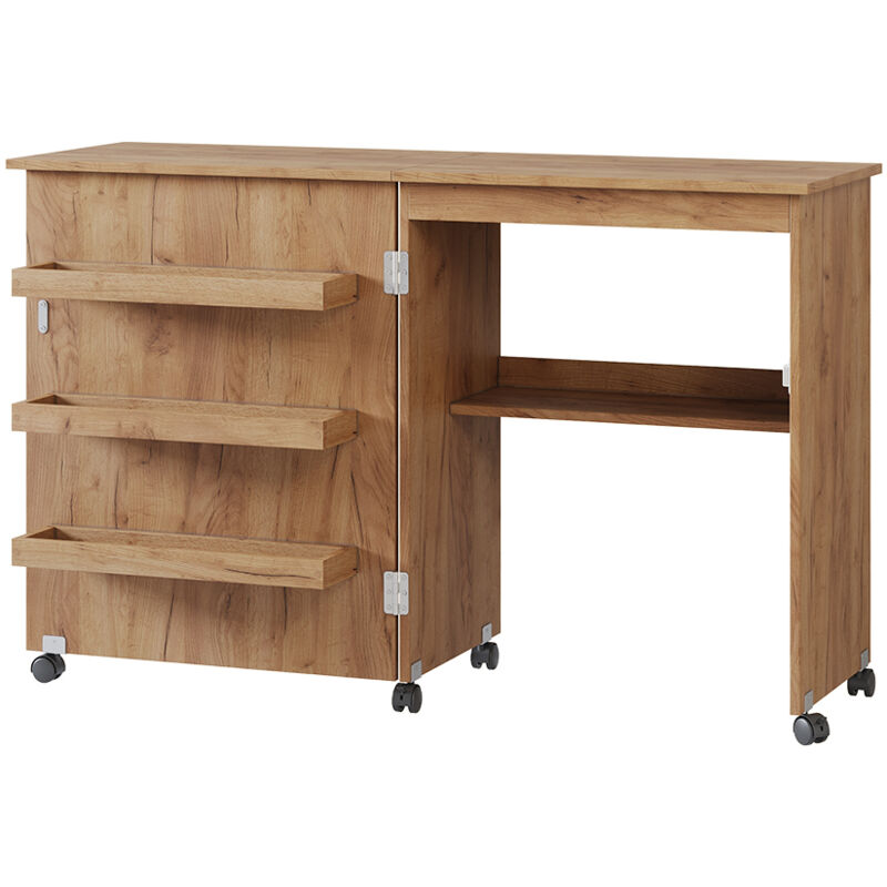 table de couture Carmen, Chêne, 118x77.5cm avec 3 étagères, Vicco