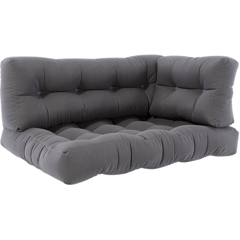 Ensemble de coussins de palette Flocken, Gris, 120 x 80 cm 3 parties Vicco