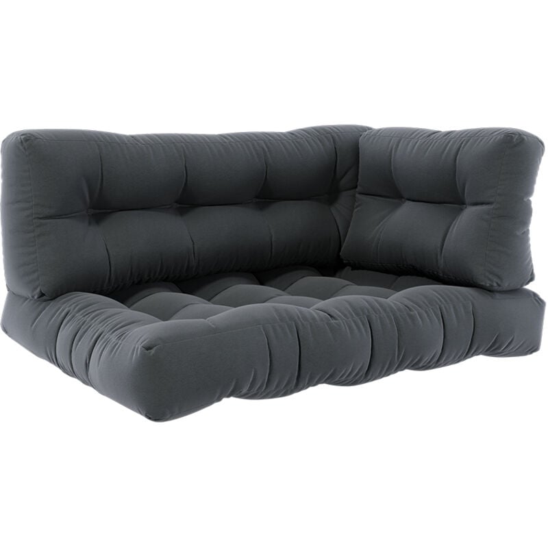 Ensemble de coussins de palette Flocken, Anthracite, 120 x 80 cm 3 parties Vicco