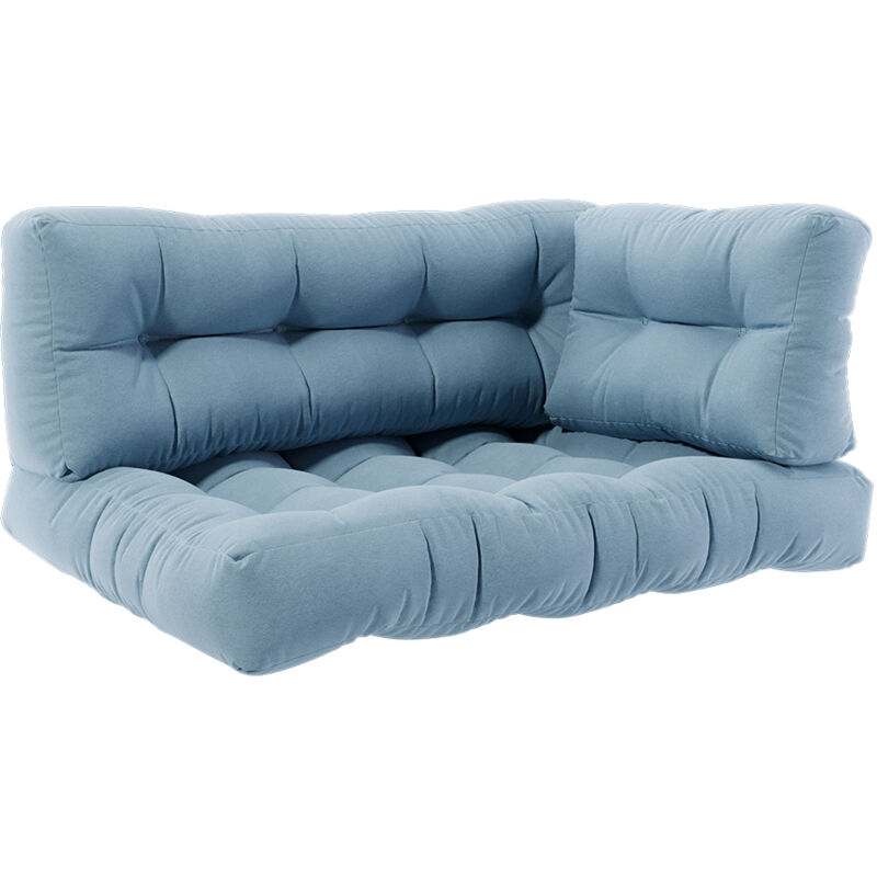 Ensemble de coussins de palette Flocken, Bleu glacé, 120 x 80 cm 3 parties Vicco