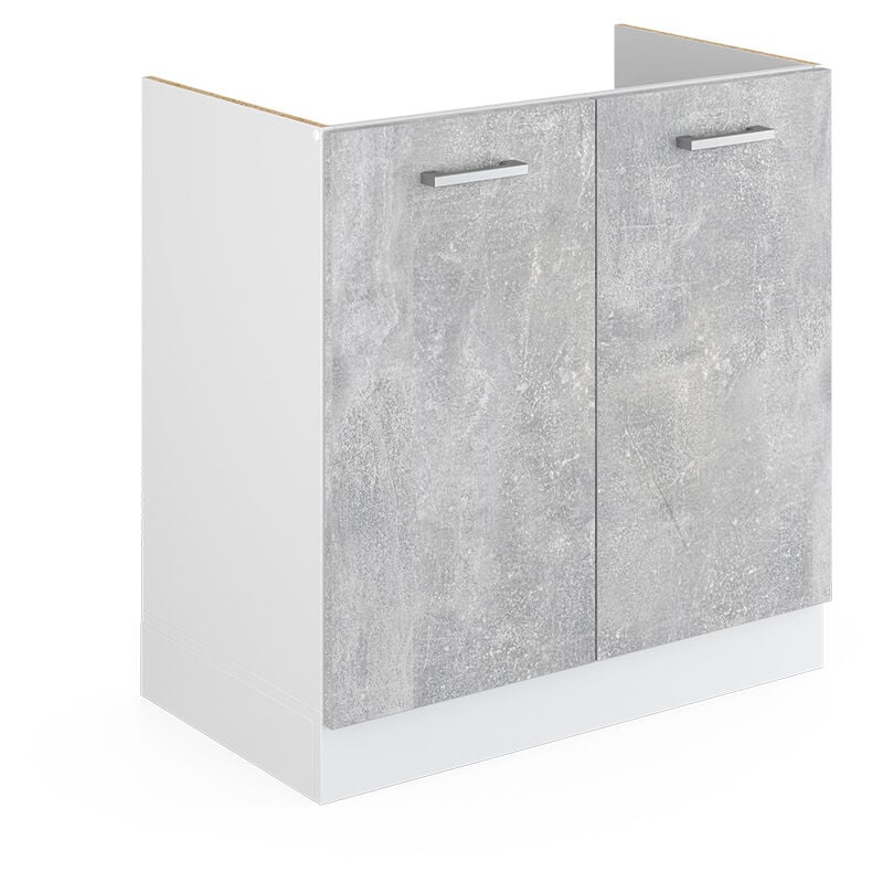 Meuble bas pour l'évier R-Line, Béton, 80cm avec portes, sans pt Vicco