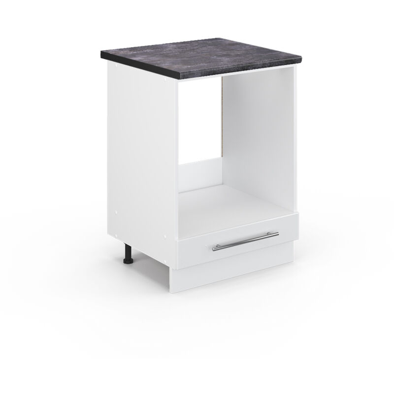 Vicco - Meuble pour four Fame-Line, Blanc Haute brillance, 60 cm, pt Anthracite