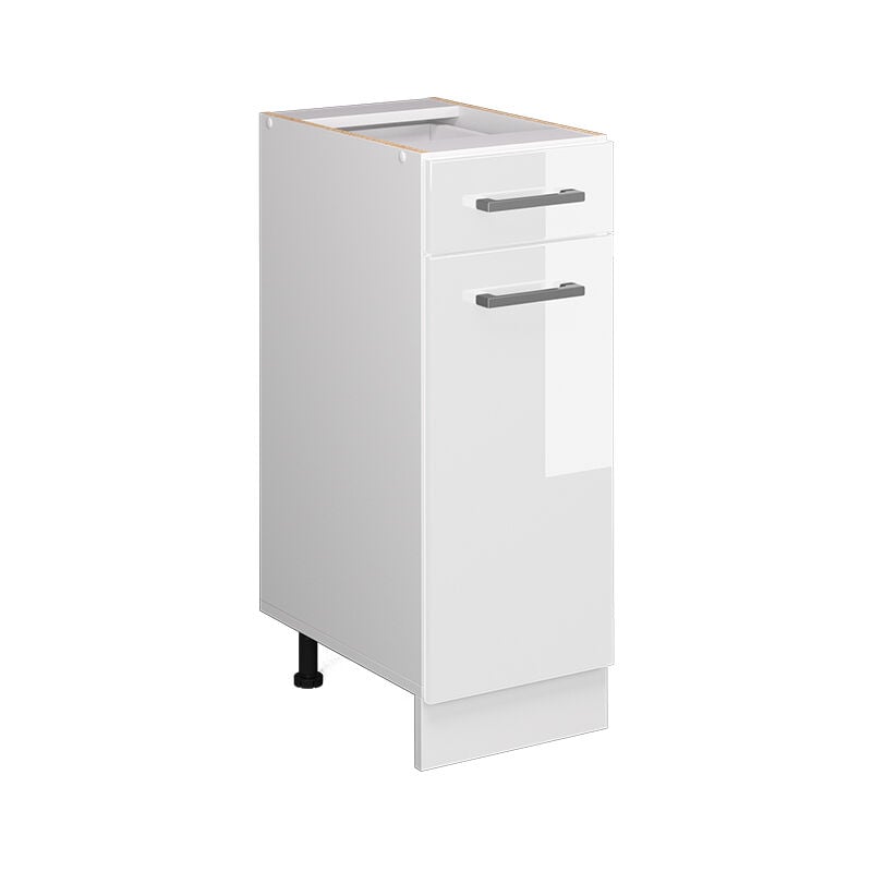 Meuble bas universel R-Line, Blanc Haute brillance, 30 cm avec tiroir, sans plan de travail Vicco