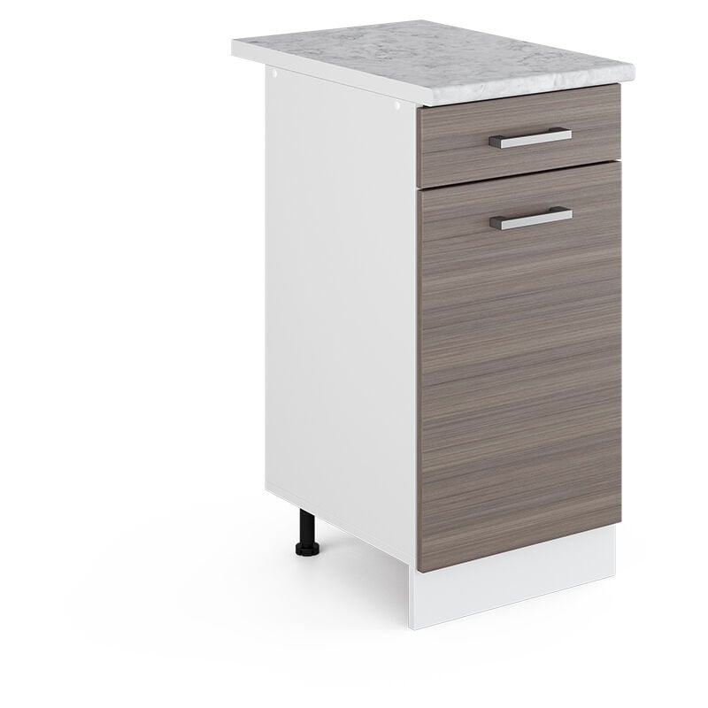 Meuble bas universel R-Line, Gris, 40 cm avec tiroir, avec plan de travail Vicco