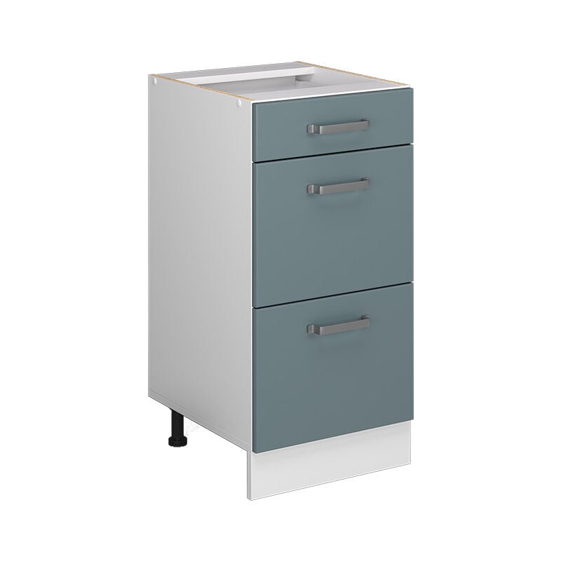Meuble bas universel R-Line, Bleu-gris, 40 cm avec tiroirs, sans plan de travail Vicco
