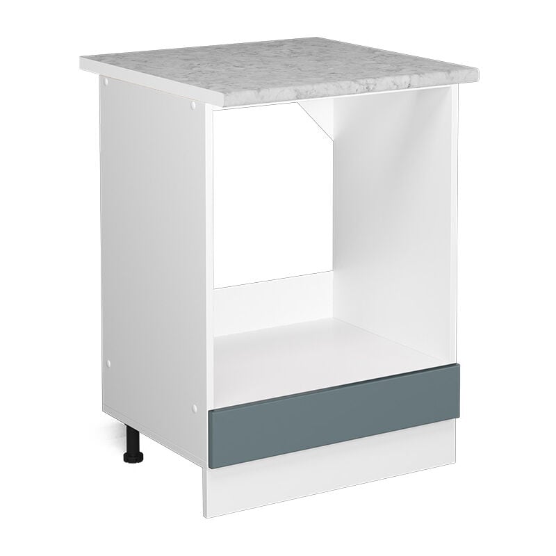 Meuble bas universel R-Line, Bleu-gris, 60 cm avec grande niche, avec plan de travail Vicco