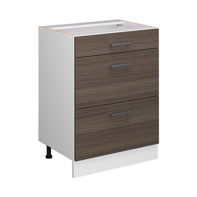 Meuble bas universel R-Line, Gris, 60 cm avec tiroirs, sans plan de travail Vicco