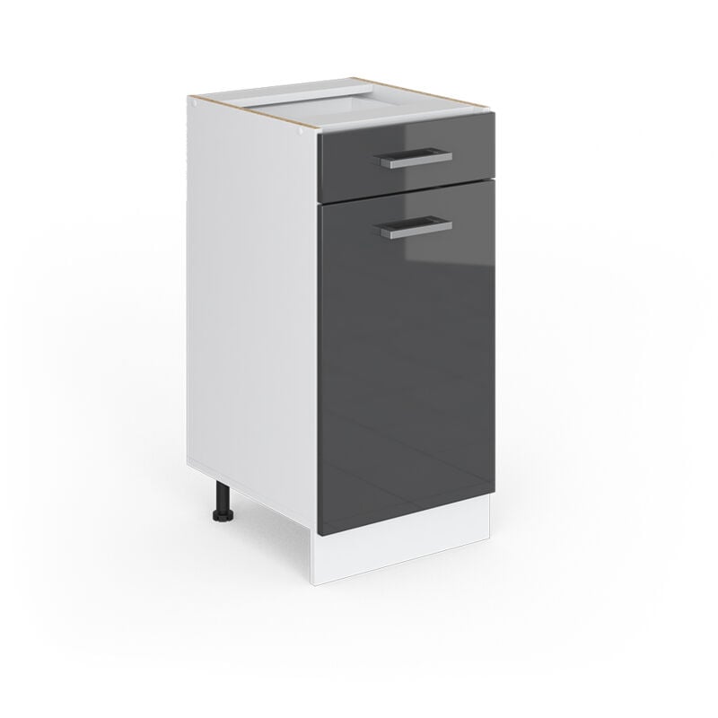 Meuble bas universel R-Line, Anthracite Haute brillance, 40 cm avec tiroir, sans plan de travail Vicco