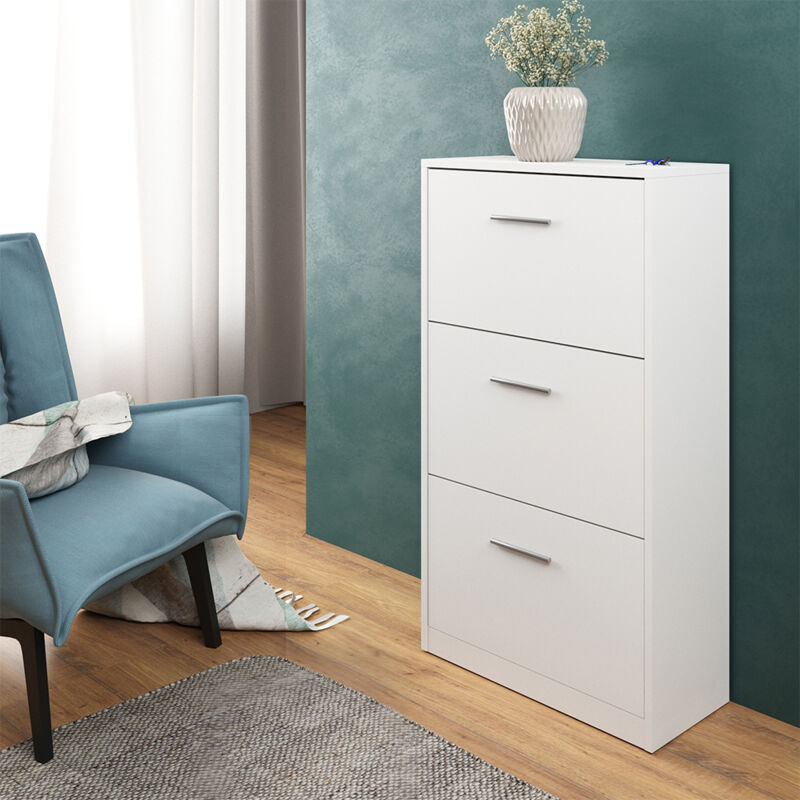 Vicco - Meuble à chaussure Gizmo, Blanc, 59x105cm Vicco - Meuble à chaussure Gizmo, Blanc, 59x105cm