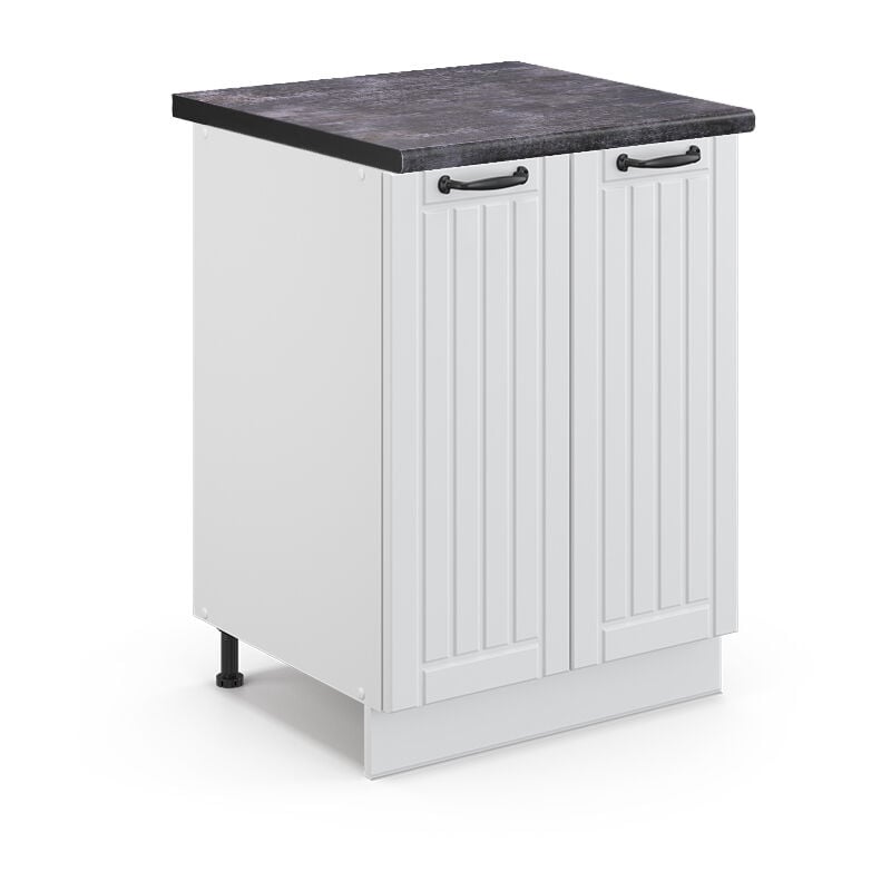Meuble bas de cuisine Fame-Line, Blanc campagne, 60 cm, pt Anthracite Vicco