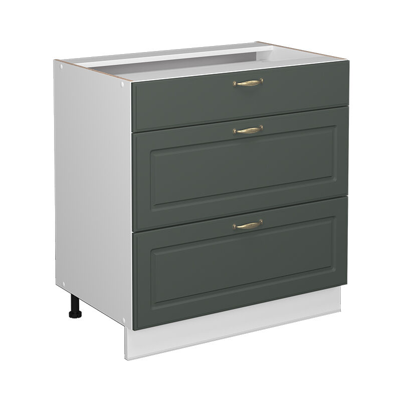 Meuble cuisine Fame-Line, Vert Or Campagne, 80 cm avec 3 tiroirs, sans plan de travail Vicco