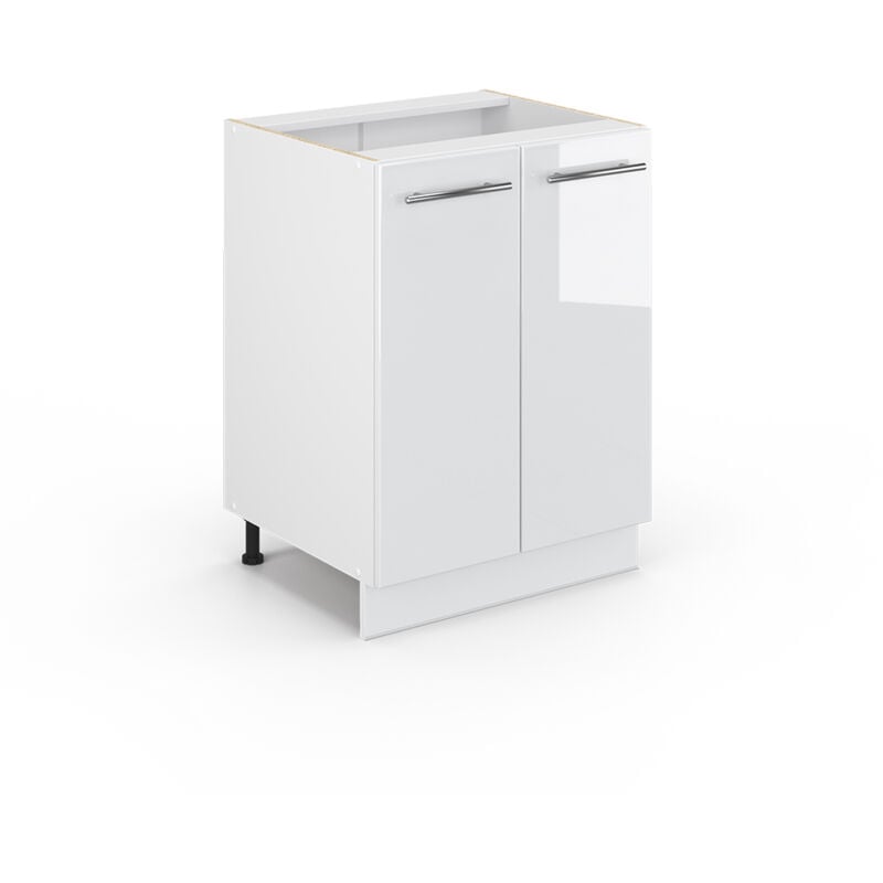 Meuble bas de cuisine Fame-Line, Blanc Haute brillance, 60 cm sans plan de travail, Vicco