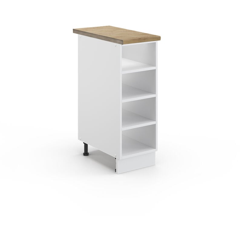 Vicco - Etagère de cuisine Fame-Line, Blanc, 30 cm, pt Chêne