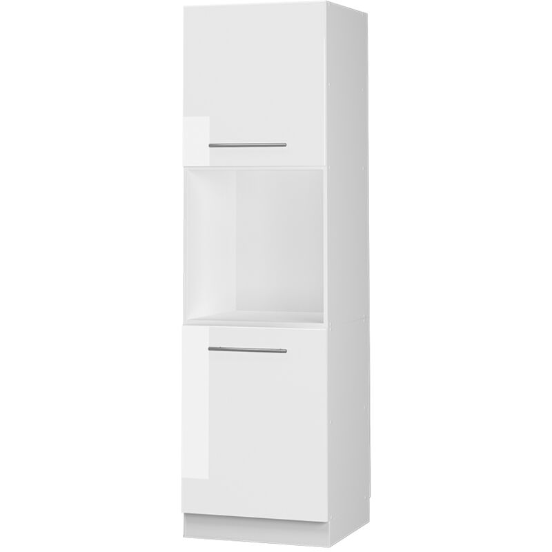 Vicco - Meuble pour four Fame-Line, Blanc Haute brillance, 60 cm avec étagères ouvertes
