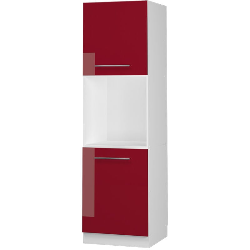 Vicco - Meuble pour four Fame-Line, Rouge bordeaux Haute brillance, 60 cm avec étagères ouvertes